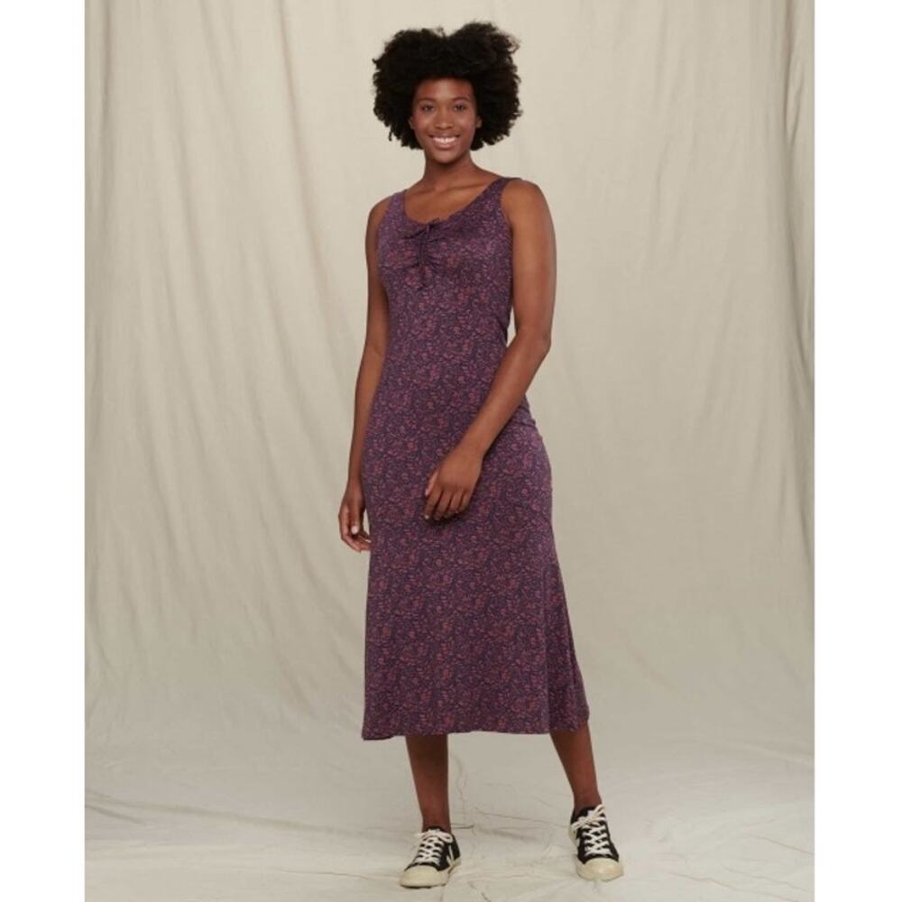 Toad & Co Womens Medium Verano Sleeveless Midi Dress Wild Ginger Spring Casual